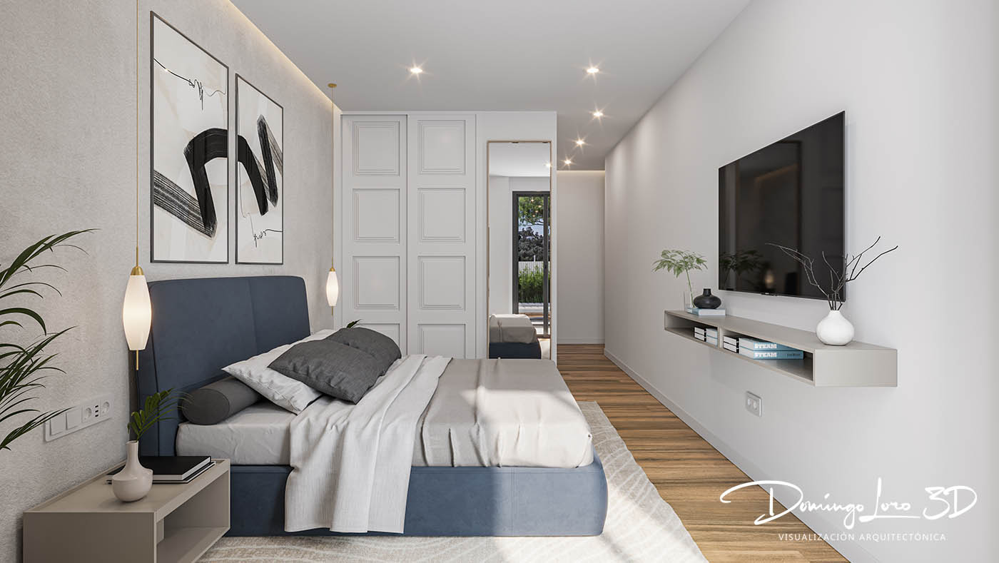 Render 3D urbanización residencial