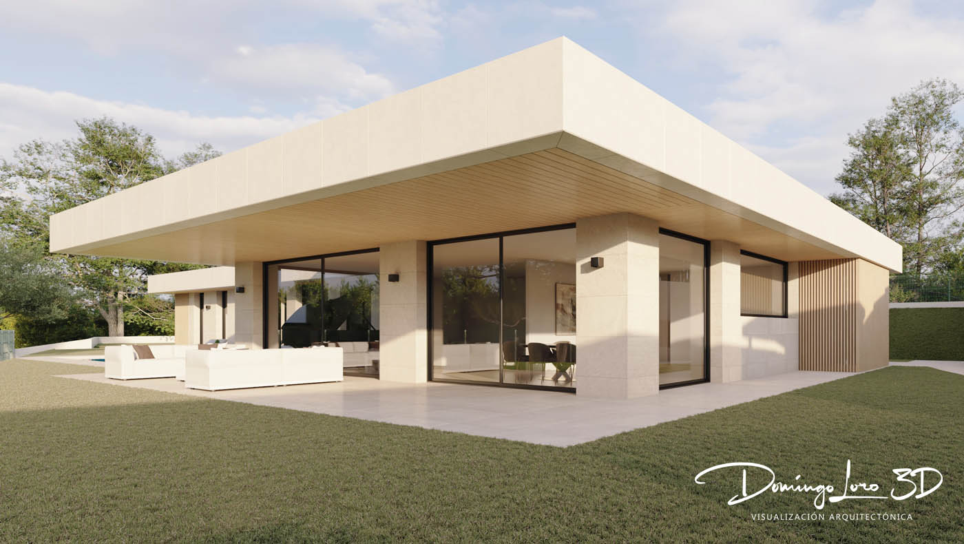 Render 3D de una vivienda en Bizkaia