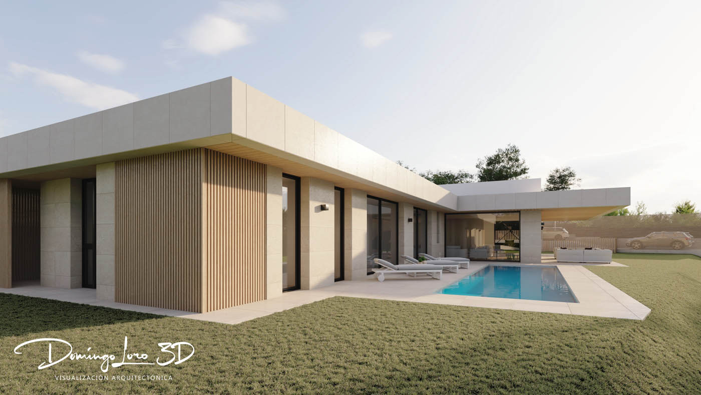 Render 3D de una vivienda en Bizkaia