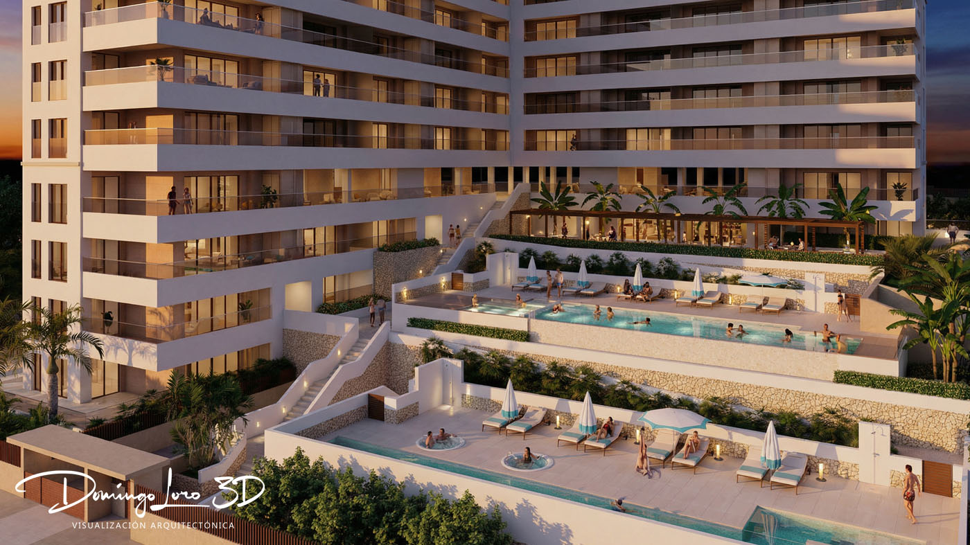 Render 3D de un edificio