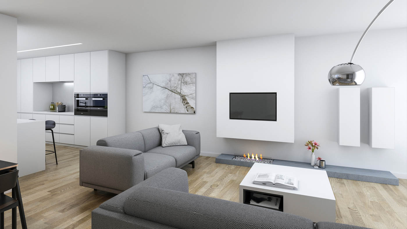 Render 3D del interior de un apartamento en Bilbao