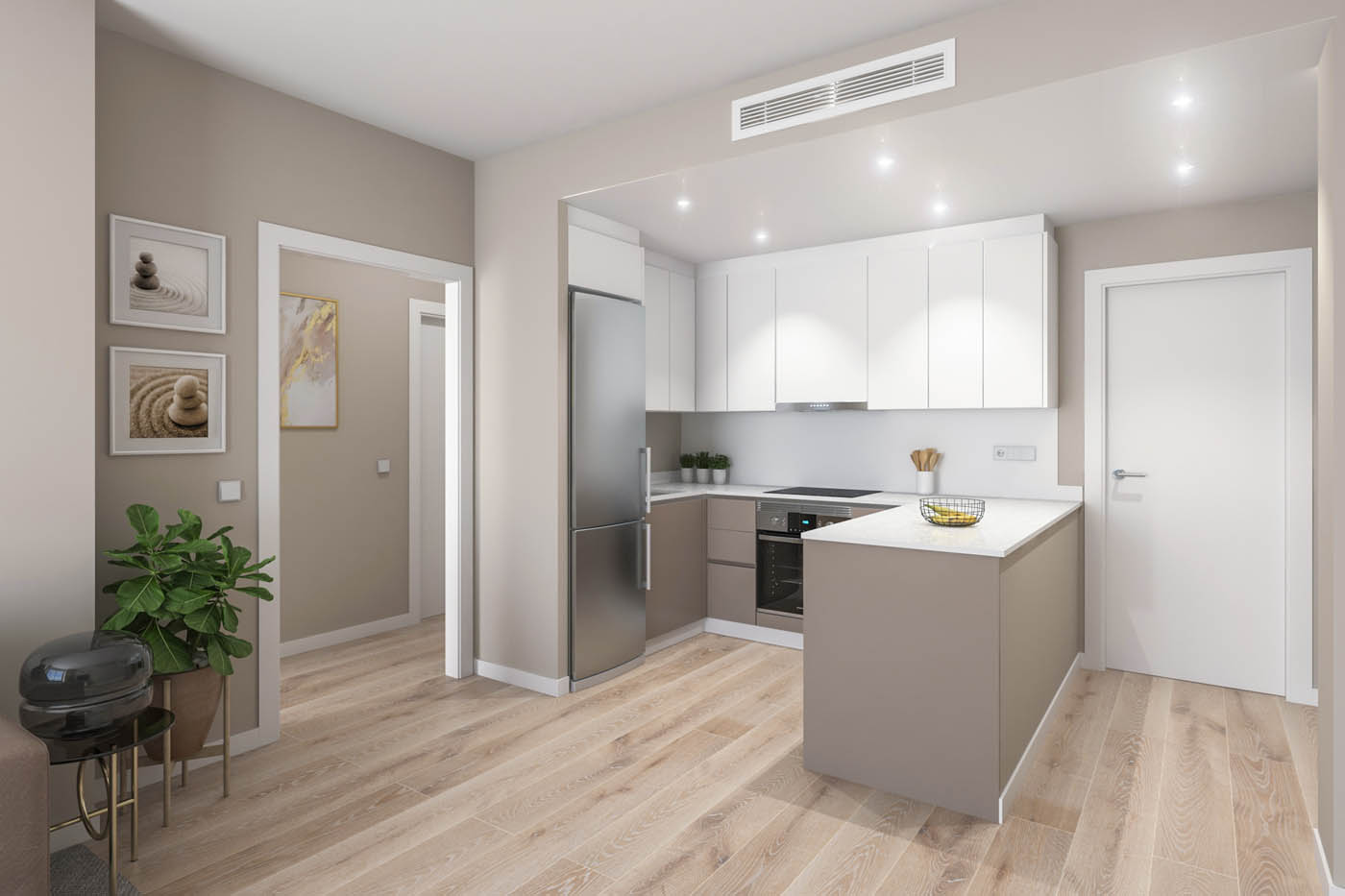 Render 3D de un espacio interior