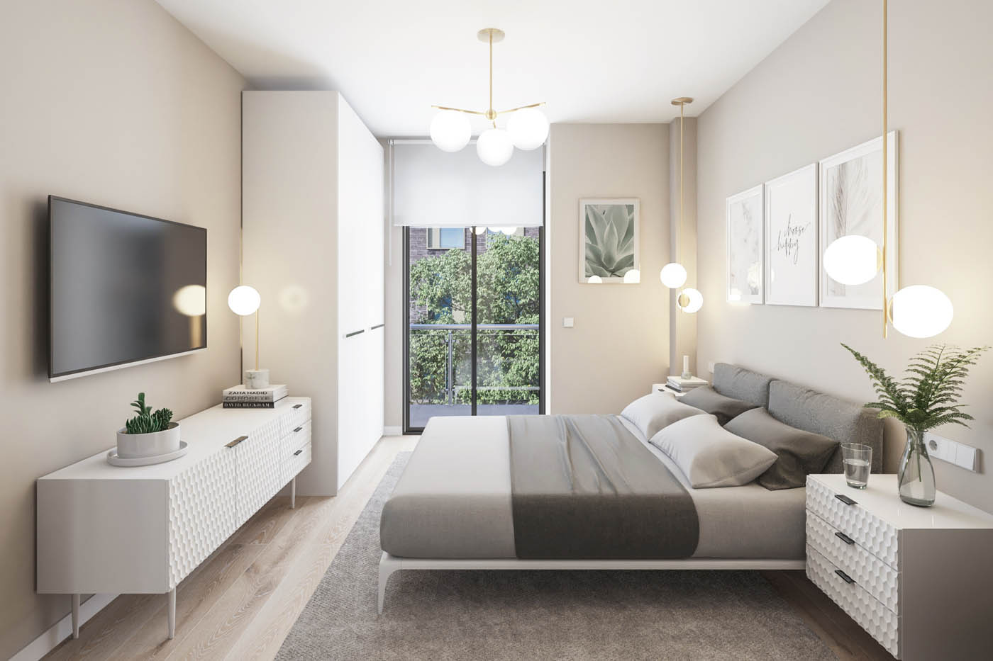 Render 3D de un espacio interior