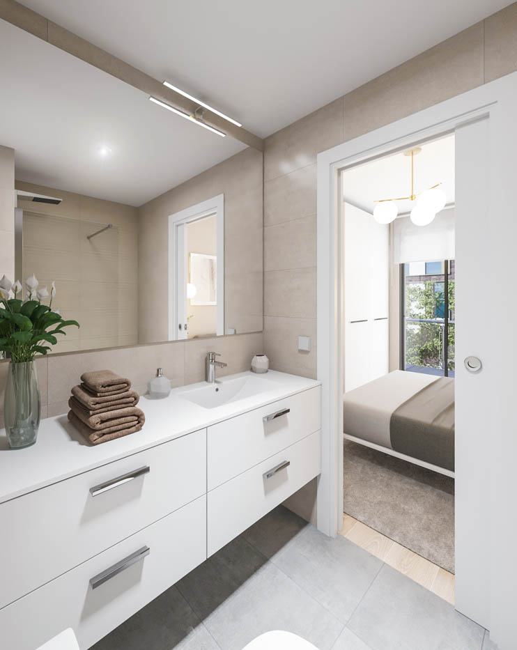 Render 3D de un espacio interior