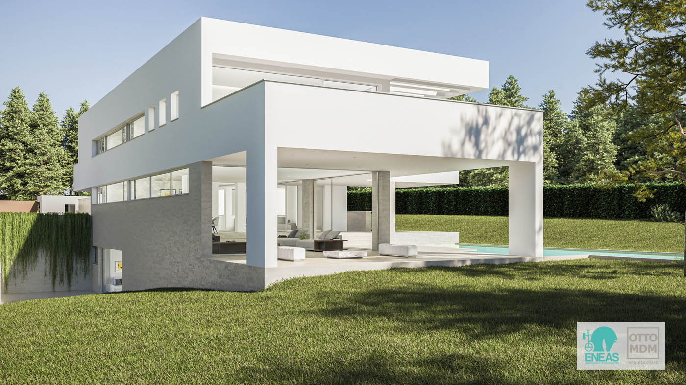 Render 3D de una vivienda exclusiva en Madrid