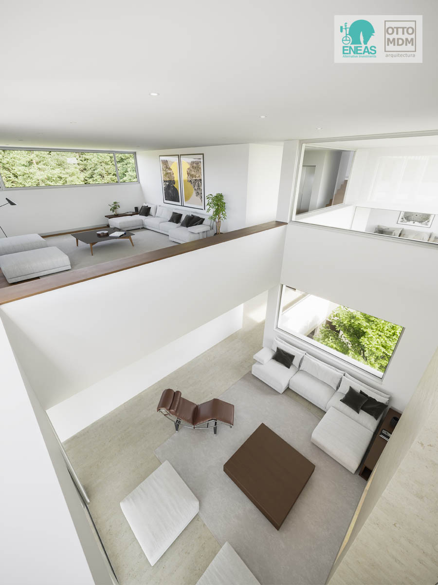Render 3D del interior de una espectacular vivienda en Madrid