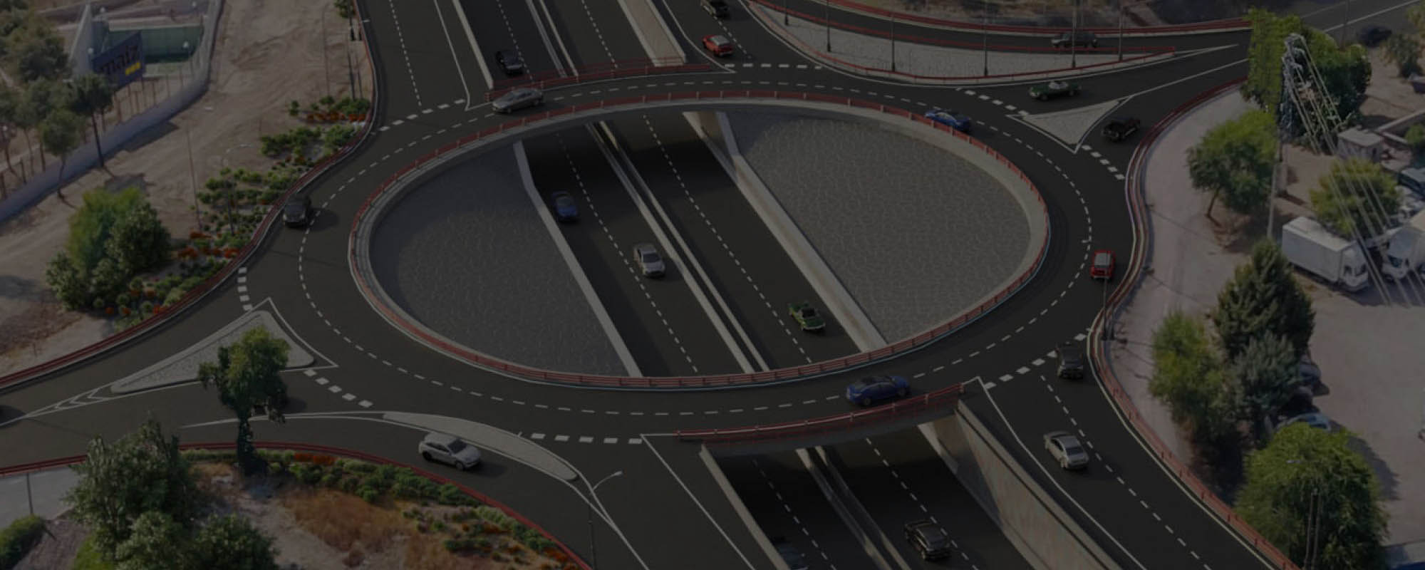 Render 3D del soterramiento de un vial a su paso por una rotonda