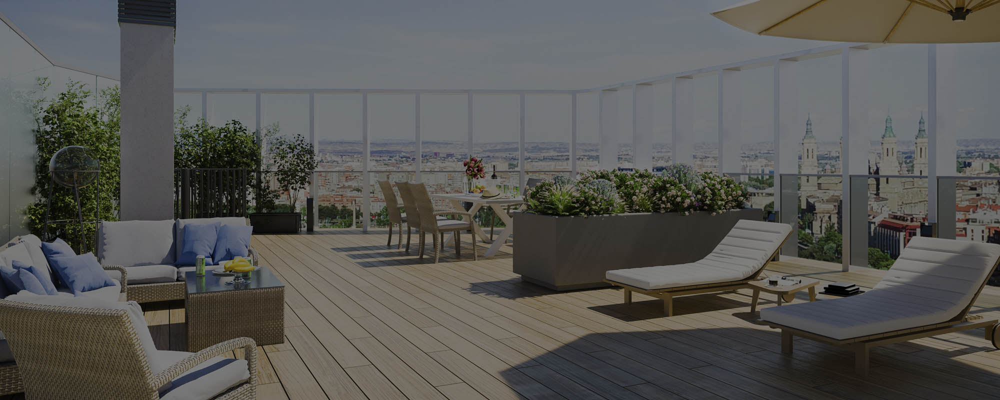Renders 3D de las terrazas en un edificio residencial en Zaragoza